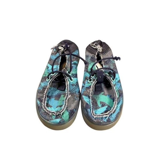 Members Mark Boys Toddler Blue Printed Slip-On Bungee Drawstring Moccasin Shoes - Picture 1 of 8